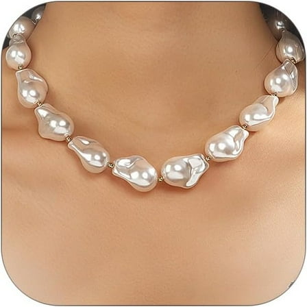 XBage Baroque Pearl Choker Necklace For Women Chunky Pearl Necklaces Toggle Necklaces Trendy Jewelry Gift[eo8345]