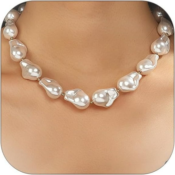 XBage Baroque Pearl Choker Necklace For Women Chunky Pearl Necklaces Toggle Necklaces Trendy Jewelry Gift[eo8345]