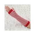 thumbnail image 6 of INSPIRE CHIC Women's Fingerless Gloves Printed Elbow Length Knitted Arm Warmers Red White, 6 of 6