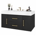 thumbnail image 3 of Dextrus 40 inch Wall Mounted Bathroom Vanity 2 Doors & 2 Drawers, Floating Bathroom Cabinet, Black, 3 of 10