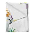 thumbnail image 2 of Parrot Soft Flannel Fleece Blanket, Hibiscus with Bird Intelligent Mimic Animals Creatures Wild Regions Artwork, Cozy Plush for Indoor and Outdoor Use, 70" x 90", White Yellow Green, by Ambesonne, 2 of 5