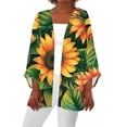 thumbnail image 2 of Ftwytp Womens Open Front Cardigan Lightweight Retro Print Cardigans 3/4 Sleeve Blouse Tops Coat Casual Duster Jackets, 2 of 5