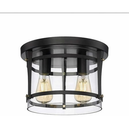Joakim 2-Light Flush Mount Ceiling Light 11.8"X 8" Black 960 Lumens