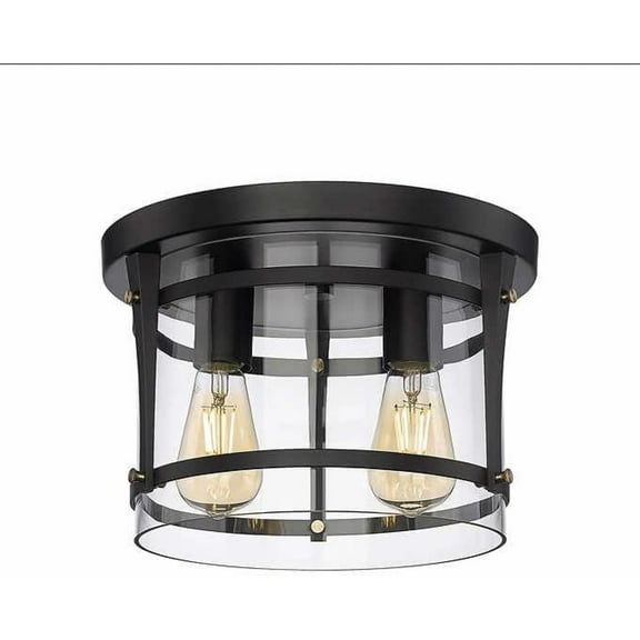 Joakim 2-Light Flush Mount Ceiling Light 11.8"X 8" Black 960 Lumens