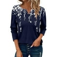 thumbnail image 2 of Blue Women's Long Sleeve T-shirt, Women'S Button Long Sleeve T Shirt Round Neck Casual Tunic Top,Women's Long sleeve T-shirt L, 2 of 5
