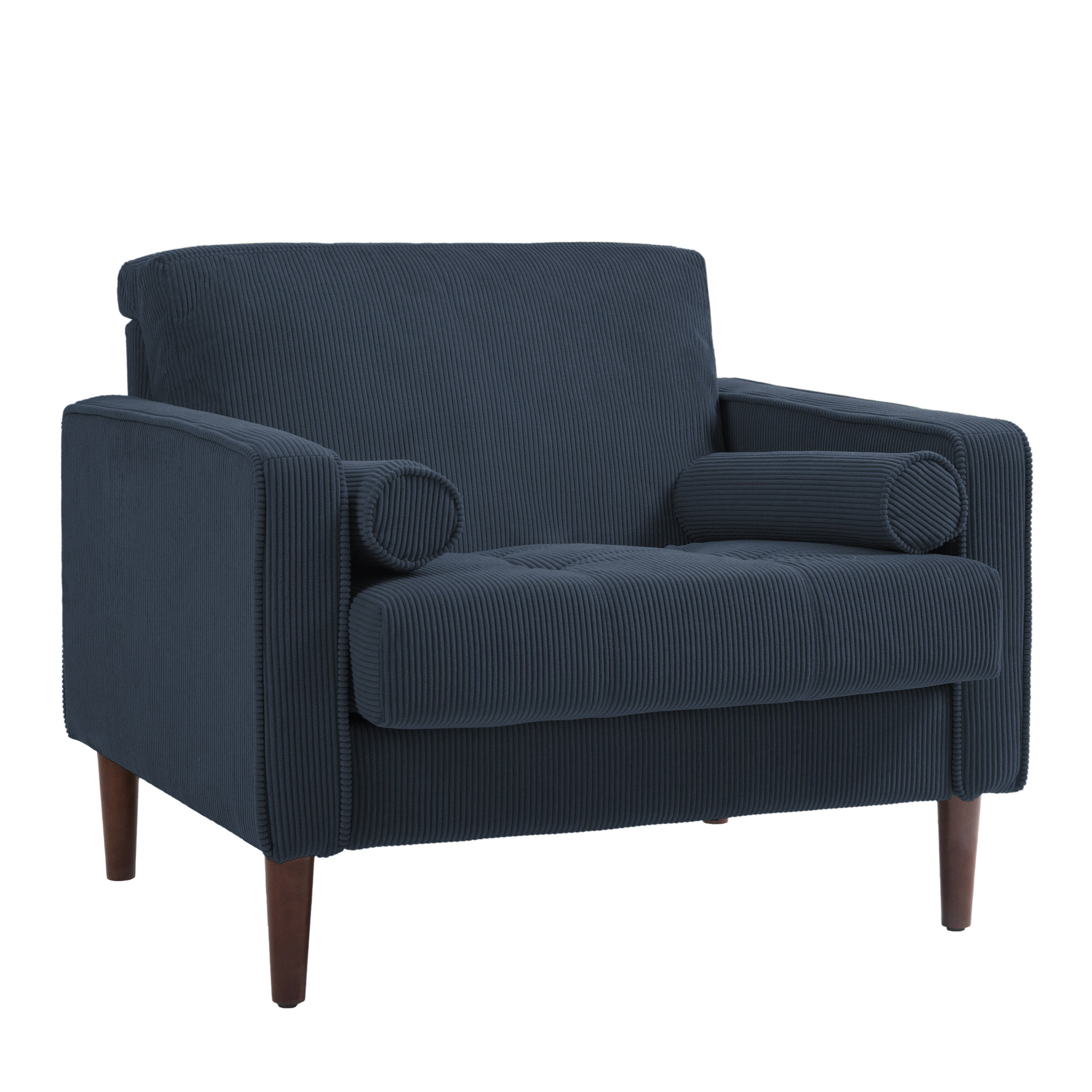 UIXE Oversized Accent Chair Corduroy Fabric Modern Armchair with Large Seat for Living Room Bedroom Reading, Navy Blue