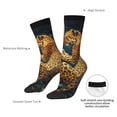 thumbnail image 4 of Daiia Leopard Reading Tarot Cards Print Crew Socks – Soft Breathable Long Socks for Men & Women, Moisture-Wicking & Comfortable Daily Wear Socks, One-Size Fits Most (US 5-11), 4 of 6