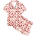 thumbnail image 5 of Auroural Girls Pajamas Size 12 Girls Button Front Pajama Top & Shorts Set, Heart Shaped Print， 2-Piece, Sizes 2-14 & Plus, 5 of 5