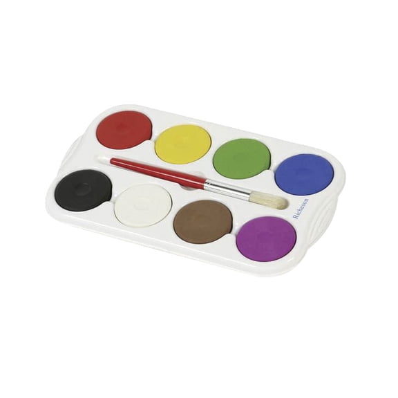 Jack Richeson 8 Color Tempera Paint Cake Set with Palette and 1 Paint Brush