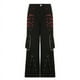 thumbnail image 1 of Pantalones casuales de estilo retro oscuro, elegantes y con cintas y cadena de maíz, pantalones de pierna ancha con costuras de malla a rayas de color en contraste, 1 of 6