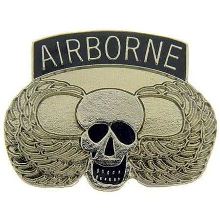 Black Airborne Wing - U.S. Army Airborne Skull & Wings Pin 1 1/8