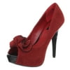 Womens Red Suede Pumps Ruffle Peep Toe 5 Inch Heel Classy Dress Shoes