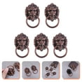thumbnail image 1 of OULII 5Pcs Vintage Lion Head Pull Handles Zinc Alloy Dark Brown Decorative Door Rings, 1 of 8