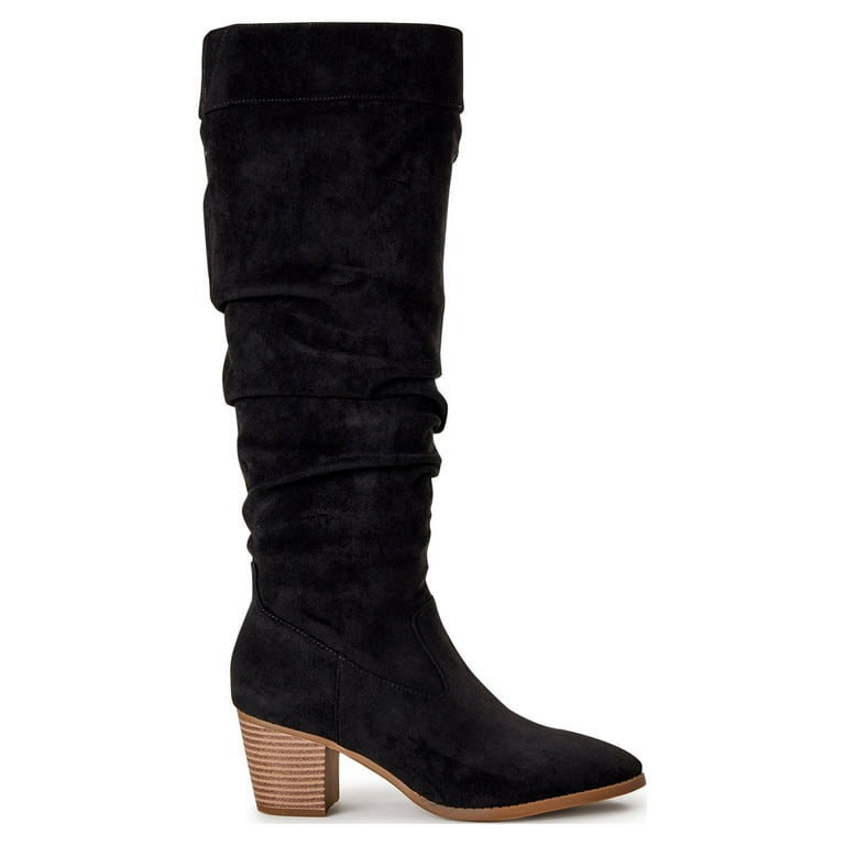 Tall black cheap slouch boots