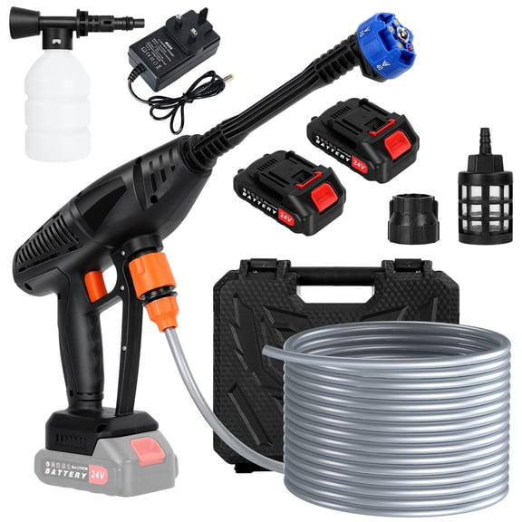 Cordless Pressure Washer, Battery Powered Pressure Washer, Cordless Pressure Washer with 6-in-1 Adjustable Nozzles, With 2 Rechargeable 1.5Ah Battery