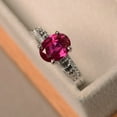 thumbnail image 2 of Natural Certifed Anniversary ring, ruby ring, oval cut red gemstone, July birthstone ring, sterling silver ring Wedding Ring Woman, 2 of 3