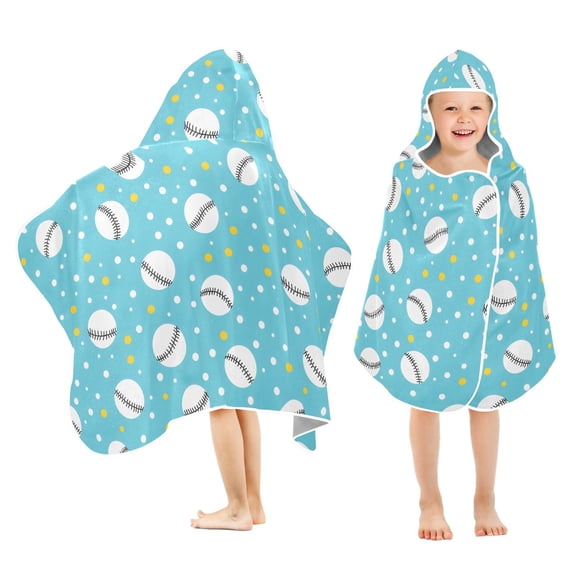 joogoo Baseball Polka Dots Kids Hooded Beach Towel Baby Bath Towel 23.5"x50"