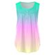 thumbnail image 2 of Gibobby Top de chaleco estampado degradado con cuello en V y botón simple informal de verano para mujer(Verde de menta,G), 2 of 3