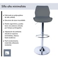 thumbnail image 2 of Banco Alto Silla Para Bar Barra Cocina Ajustable Respaldo gris, 2 of 8