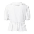 thumbnail image 4 of SNKSDGM Women's Plus Casual Easter Shirts for Women Going Out Tops for Women Lace Long Sleeve Women Tie Front Tops Puff Short Sleeve Shirts Top Blouse Shirts for Women Trendy Summer, 4 of 4