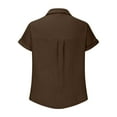 thumbnail image 7 of Fglymey Womens Casual V Neck Button Down Shirts for Women Solid Short Sleeve Blouse Tops Brown S, 7 of 7