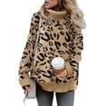 thumbnail image 1 of Womens Color Block Leopard T Shirts Casual Striped Long Sleeve Tunic Tops, 1 of 3