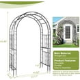 thumbnail image 2 of Qiushi 7FT Garden Arch Arbor, Heavy Duty Metal Arbour Archway, Decorative Frame Stand Trellis with Ground Stakes for Wedding Ceremony Party Plant Climbing Rose Vines Lawn Courtyard Patio, Black, 2 of 12