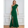thumbnail image 3 of I2CRAZY Women's Sexy Dark Green One Shoulder High Split Evening Party Bodycon Maxi Dress-S, 3 of 7