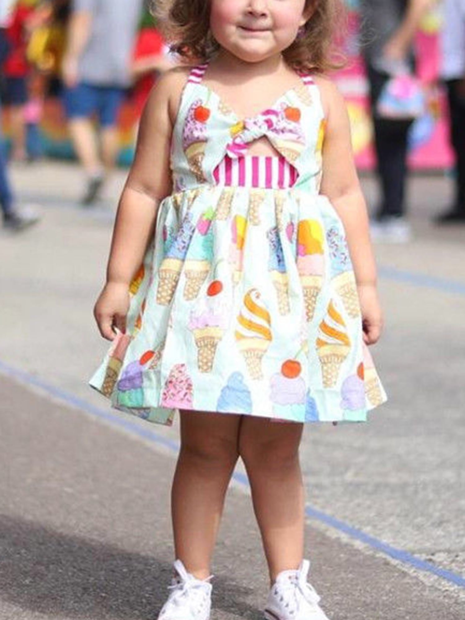 Summer Toddler Baby Girls Floral Strap Dress Cotton Kids Sleeveless Sundress 