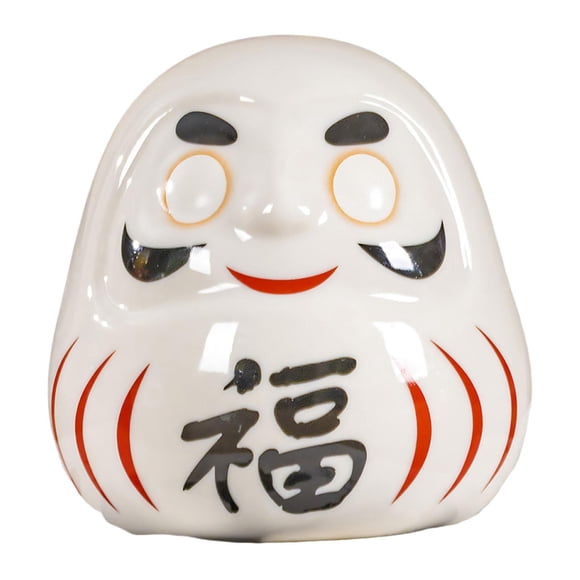 simhoa Daruma Doll Statue Gifts Multifunctional Decor Ornament Craft White Ceramic Sculpture Figurine for Office Bedroom Desktop