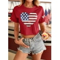 thumbnail image 5 of For G and PL Women's 4th of July American Flag Crop Top USA Stars and Stripes Memorial Day Short Sleeve Tee Shirts, 5 of 7
