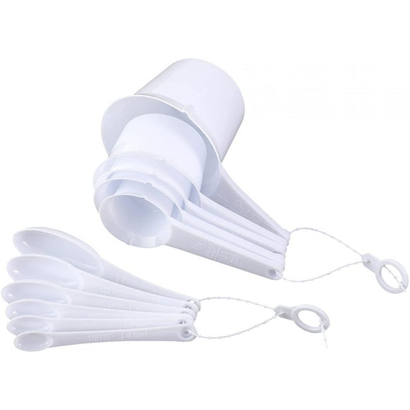 Measuring Spoons, 11pcs Plastic Measuring Spoons Cups with Scale Kitchen Tablespoon