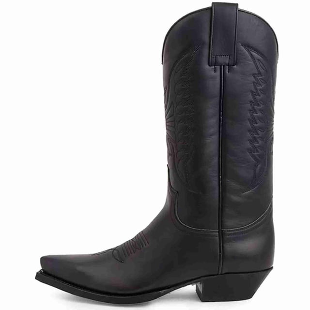 Men's Classic Western Cowboy Boots, Embroidered Pointed Toe Mid-Calf Boots, Riding Boots with Slip-Resistant Sole Black/Burgundy