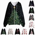 thumbnail image 4 of Towmus Fall Clothes for Women Snowflake Print Graphic Xmas 2025 Zip Up Long Sleeve Hooded Sweatshirts Drawstring Winter Coat, 4 of 6