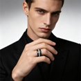 thumbnail image 4 of Stainless Steel Wedding Bands with Cubic Zirconia Ring for Men Women, Cushion‑Cut Statement Ring Size 6-11, 4 of 5