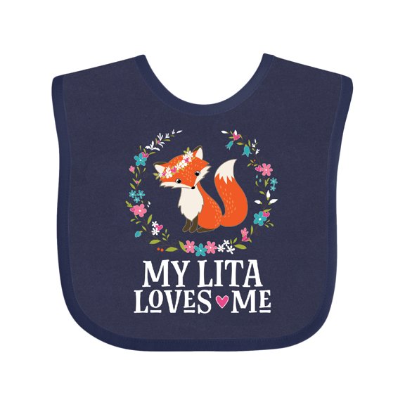 Inktastic My Lita Loves Me Girls Grandchild Fox Girls Baby Bib