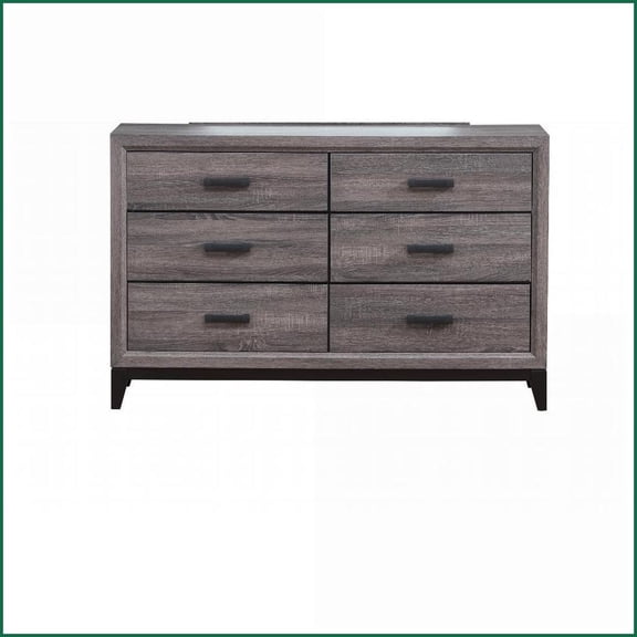 Dressers Rustic Transitional Dark Grey 6-Drawer with Kennin Glides | Grey | Solid Wood MDF