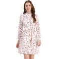 thumbnail image 1 of Vestido Floral De Una Línea De Manga Larga Con Columpio Hasta La Rodilla Y Cuello Simulado Para Mujer Blanco L, 1 of 6