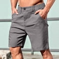 thumbnail image 2 of JTSRKL Men's Flat Front Dress Shorts Solid Zip Fly Button Elastic Waist Stretch Bottoms Quick Dry Business Golf Daily Sports Wear Short Pants Dark Gray S, 2 of 8