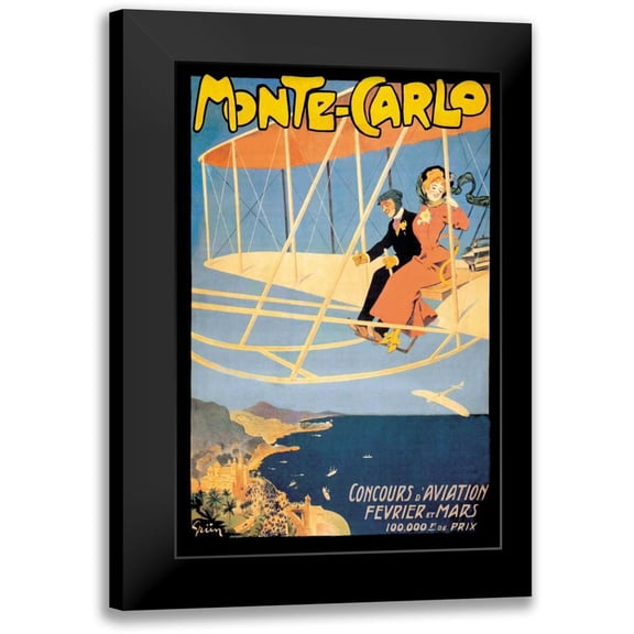 Grun, Jules Alexandre 11x14 Black Modern Framed Museum Art Print Titled - Monte Carlo Concours d Aviation, 1910