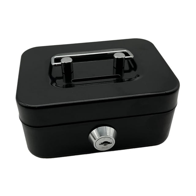 KEINXS Cash Box with Lock Treasure Chest Money Box Metal Small Modern Collection Holder Piggy Bank Lock Box with Key for Prizes Adults Pink