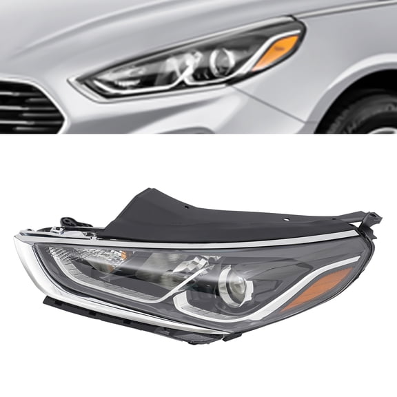 Halogen Headlight Assembly Headlight Headlamp Chrome Housing For Hyundai Sonata 2018 2019 Left Driver Side