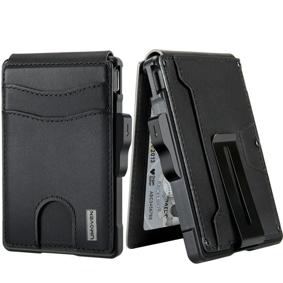 Wallet Umoven - Cartera para hombre con bloqueo RFID, color negro oscuro
