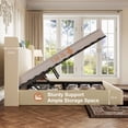 thumbnail image 4 of Amolife King Size Lift Up Storage Platform Bed Frame with Velvet Built-in Charging Station Wingback Headboard, Cream, 4 of 9
