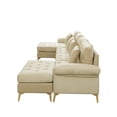 thumbnail image 4 of Resenkos Modern Velvet Fabric Sectional Sofa Sets U Shaped Modular Couch with Chaise Lounge and Ottoman Beige, 4 of 6