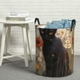 thumbnail image 6 of Fotbe Black Cat in Wildflowers Pattern Laundry Basket with Handles, Waterproof Large Laundry Hamper, Wash Bag for Corner Dorm, Rolling Laundry Basket with Handles-Small, 6 of 6