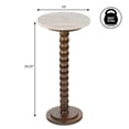 thumbnail image 4 of JONATHAN Y Monroe 24.25" Rustic Farmhouse Spindle Wood Drink Table and Decorative End Table with White/Beige Marble Round Top, Dark Brown, END3005C, 4 of 5