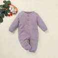thumbnail image 2 of HNMKIU Baby Boys Linen Baby Romper Jumpsuit Casual Outfit with Patch Pockets Comfortable Soft Playwear for Toddler Purple,9-12 Months, 2 of 9