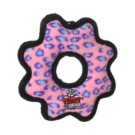 UPC: 0180181905438 | Tuffy Jr Gear Ring Pink Leopard  Durable Dog Toy