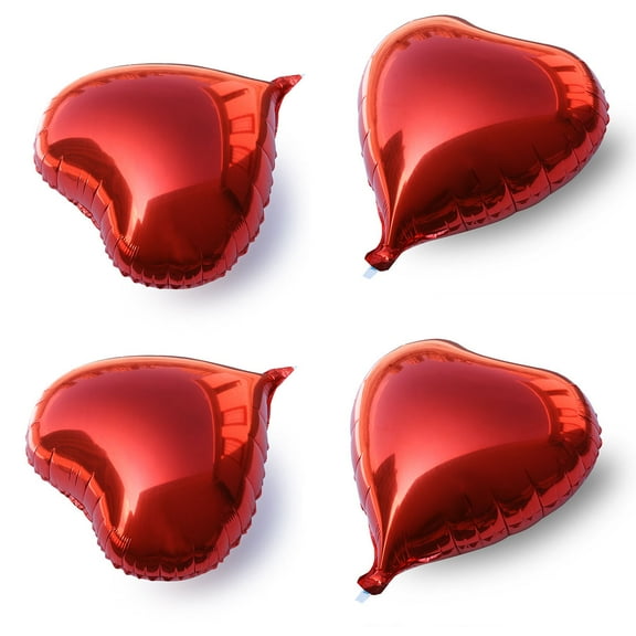 Mobutofu Red Heart Shaped Balloons 10Pcs Aluminum Foil for Valentine's Day and Christening Decor